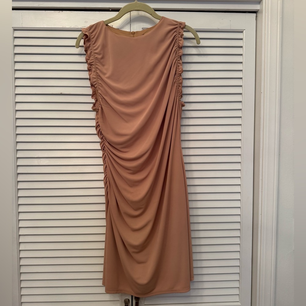 Zara SHORT RUFFLED DRESS XL | BEIGE-PINK - Picture 2 of 4